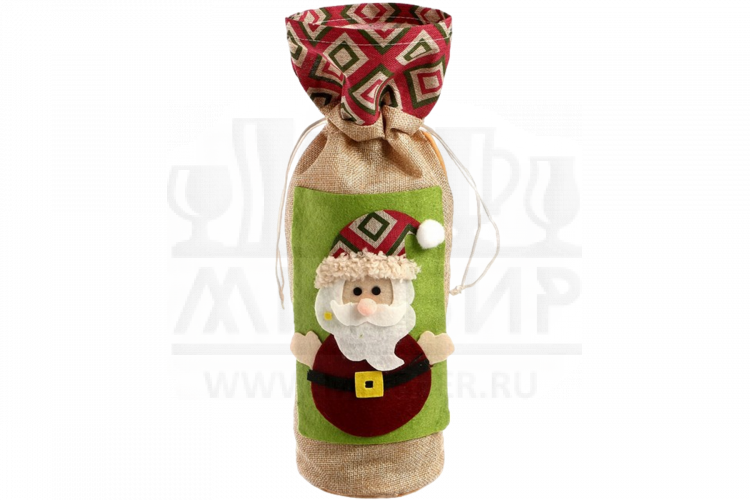 Чехол на бутылку «Дед Мороз» шапочка с рисунком цвета МИКС 3340218