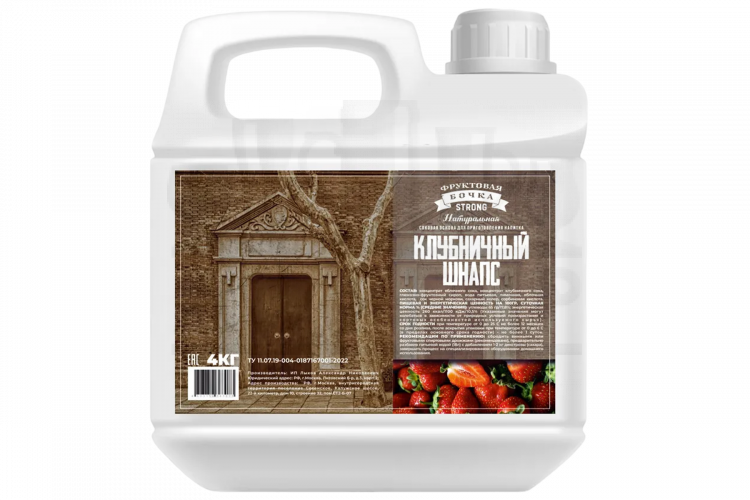 Соковая основа для приготовления напитка КЛУБНИЧНЫЙ ШНАПС (Фруктовая бочка Strong), 4 кг.