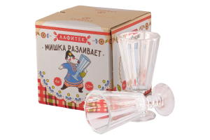 Подарочный набор рюмок-лафитников "ЛАФИТЕК" 55 мл "Мишка разливает", 4 шт